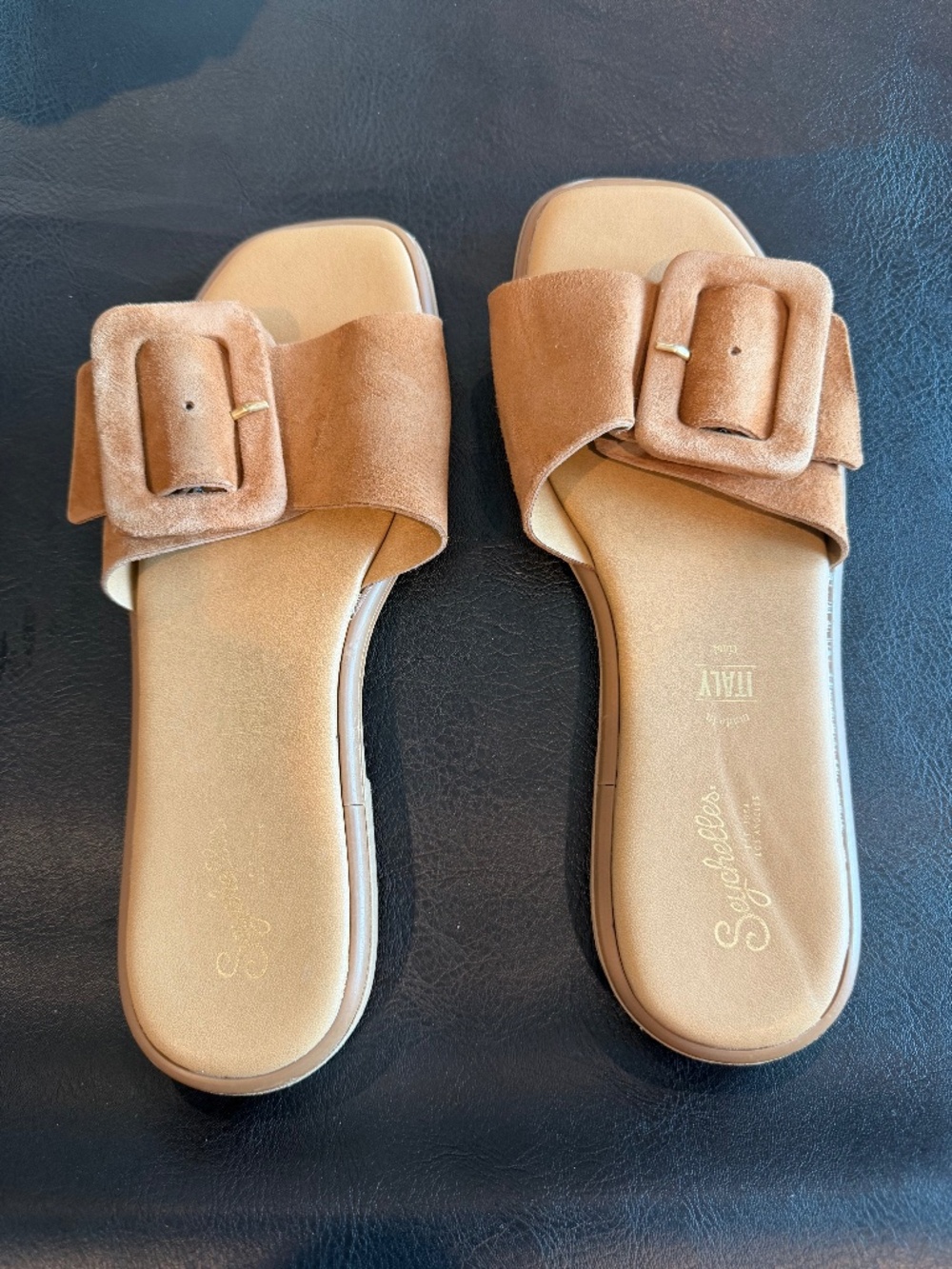 Seychelles Manhattan Slide Sandals Honey Brown Suede Leather 8 1/2 M